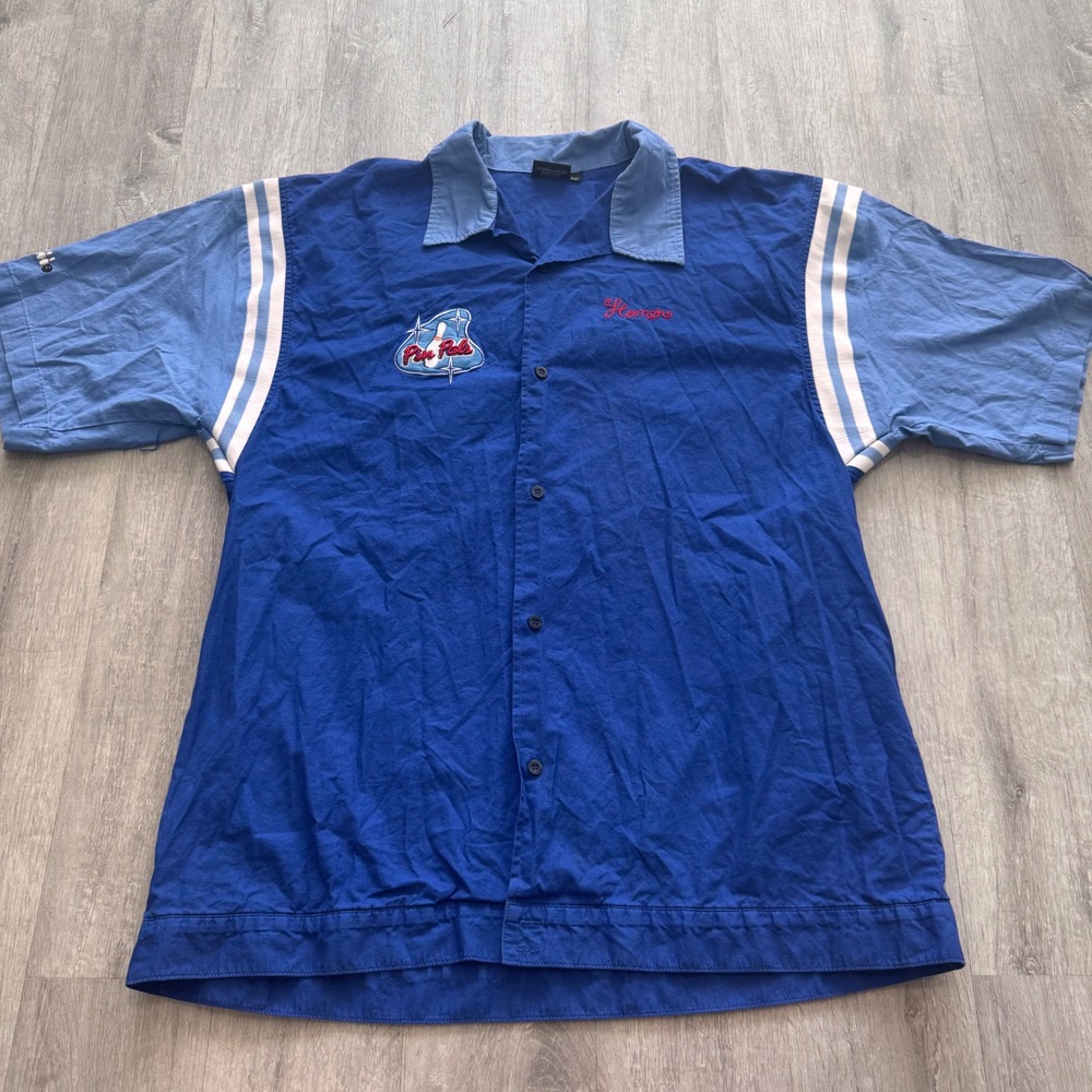 The Simpsons Pin Pals Homer Bowling Shirt Springfield League Blue Embroidered 2X